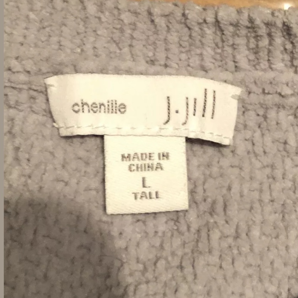 J Jill Chenille Sweater Gray Cable Knit Long Sleev - Picture 6 of 7